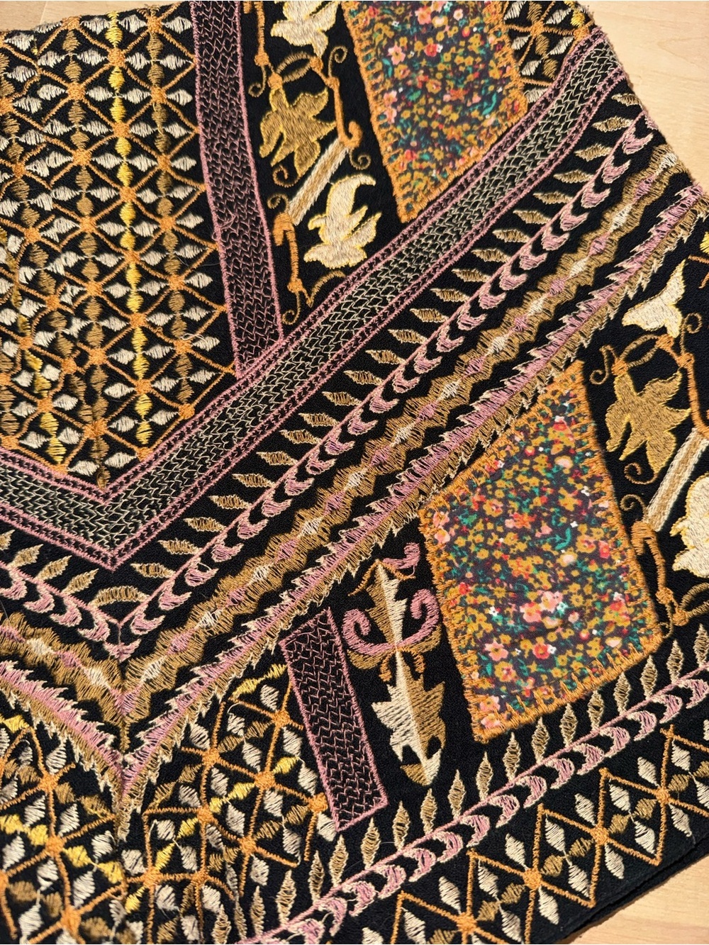 Embroidered Boho Black Floral High-Waist Women’s Shorts - Picture 3 of 10